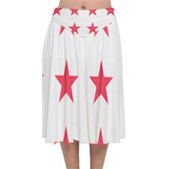 Stars T- Shirt Star Pattern - Red T- Shirt Velvet Flared Midi Skirt by maxcute