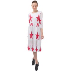 Stars T- Shirt Star Pattern - Red T- Shirt Ruffle End Midi Chiffon Dress by maxcute