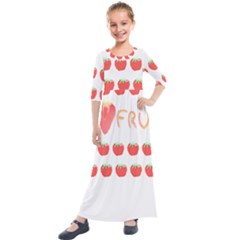 Strawberry T- Shirt We Love Fruit Straberries And Worms T- Shirt Kids  Quarter Sleeve Maxi Dress