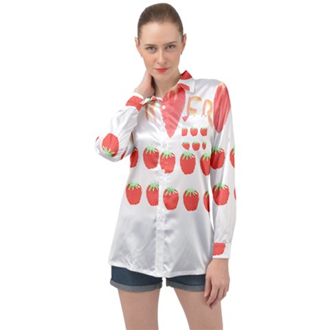 Strawberry T- Shirt We Love Fruit Straberries And Worms T- Shirt Long Sleeve Satin Shirt by maxcute