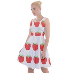 Strawberry T- Shirt We Love Fruit Straberries And Worms T- Shirt Knee Length Skater Dress by maxcute