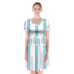 Stripes T- Shirt Pastel Stripes, Twirls And Swirls T- Shirt Short Sleeve V-neck Flare Dress by maxcute