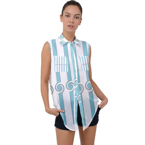 Stripes T- Shirt Pastel Stripes, Twirls And Swirls T- Shirt Sleeveless Chiffon Button Shirt by maxcute