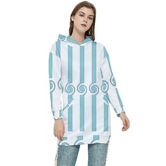 Stripes T- Shirt Pastel Stripes, Twirls And Swirls T- Shirt Women s Long Oversized Pullover Hoodie by maxcute