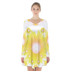 Sunflower Heart T- Shirt Sunflower Hearts, Sunflowers, Heart, Bloom T- Shirt Long Sleeve Velvet V-neck Dress by maxcute