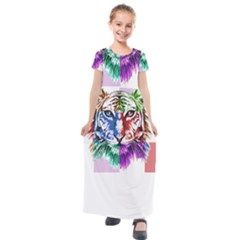 Tiger Face T- Shirttiger T- Shirt (2) Kids  Short Sleeve Maxi Dress by maxcute