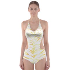 Tiger Stripes T- Shirt Gold Tiger Stripes Design T- Shirt Cut-out One Piece Swimsuit by maxcute