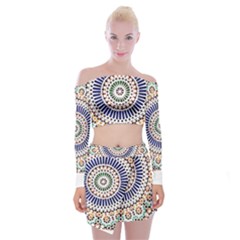 Tiles T- Shirttile Pattern, Moroccan Zellige Tilework T- Shirt Off Shoulder Top With Mini Skirt Set by maxcute