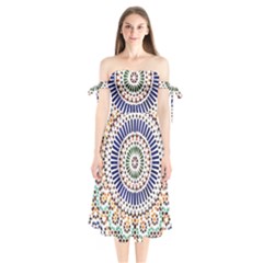 Tiles T- Shirttile Pattern, Moroccan Zellige Tilework T- Shirt Shoulder Tie Bardot Midi Dress by maxcute