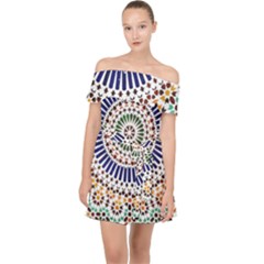Tiles T- Shirttile Pattern, Moroccan Zellige Tilework T- Shirt Off Shoulder Chiffon Dress by maxcute
