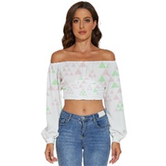 Triangles T- Shirt Abstract Triangles T- Shirt Long Sleeve Crinkled Weave Crop Top by maxcute