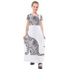 Trippy T- Shirt Cat Silhouette T- Shirt Kids  Short Sleeve Maxi Dress by maxcute