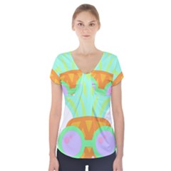 Tropical Fruit T- Shirt Pineapple At Sea T- Shirt Short Sleeve Front Detail Top