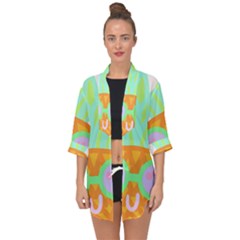 Tropical Fruit T- Shirt Pineapple At Sea T- Shirt Open Front Chiffon Kimono