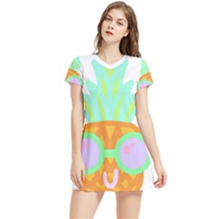 Tropical Fruit T- Shirt Pineapple At Sea T- Shirt Women s Sports Skirt