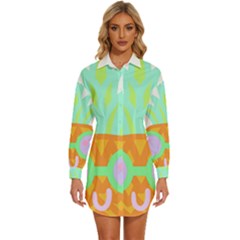 Tropical Fruit T- Shirt Pineapple At Sea T- Shirt Womens Long Sleeve Shirt Dress