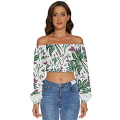 Tropical Island T- Shirt Pattern Love Collection 2 Long Sleeve Crinkled Weave Crop Top by maxcute