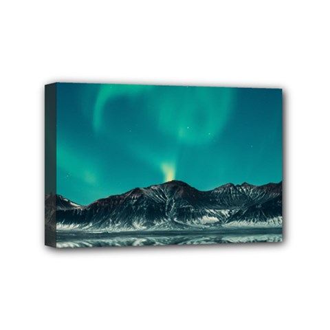 Blue And Green Sky And Mountain Mini Canvas 6  X 4  (stretched) by Jancukart
