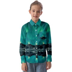 Blue And Green Sky And Mountain Kids  Long Sleeve Shirt by Jancukart