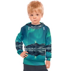 Blue And Green Sky And Mountain Kids  Hooded Pullover