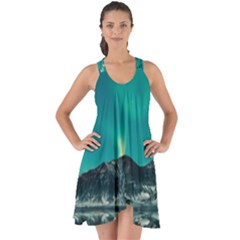 Blue And Green Sky And Mountain Show Some Back Chiffon Dress by Jancukart