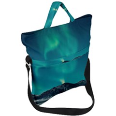 Blue And Green Sky And Mountain Fold Over Handle Tote Bag
