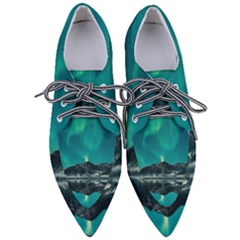 Blue And Green Sky And Mountain Pointed Oxford Shoes