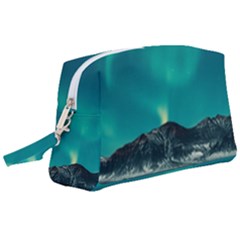 Blue And Green Sky And Mountain Wristlet Pouch Bag (large) by Jancukart