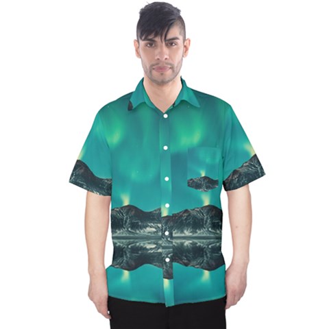 Blue And Green Sky And Mountain Men s Hawaii Shirt by Jancukart