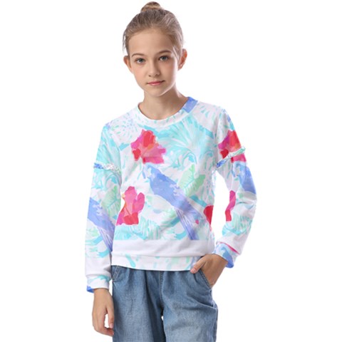 Tropical T- Shirt Tropical Attractive Forest T- Shirt Kids  Long Sleeve Tee With Frill  by maxcute