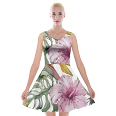 Tropical T- Shirt Tropical Bloom Decor T- Shirt Velvet Skater Dress by maxcute