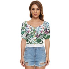 Tropical T- Shirt Tropical Bloom Wool Flowers T- Shirt Button Up Blouse