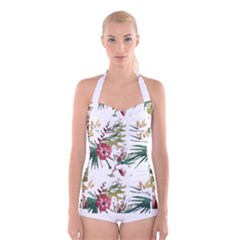 Tropical T- Shirt Tropical Bright Woods T- Shirt Boyleg Halter Swimsuit  by maxcute