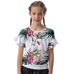 Tropical T- Shirt Tropical Bright Woods T- Shirt Kids  Cut Out Flutter Sleeves