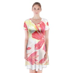 Tropical T- Shirt Tropical Creative Hawaiian T- Shirt Short Sleeve V-neck Flare Dress