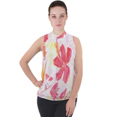 Tropical T- Shirt Tropical Creative Hawaiian T- Shirt Mock Neck Chiffon Sleeveless Top