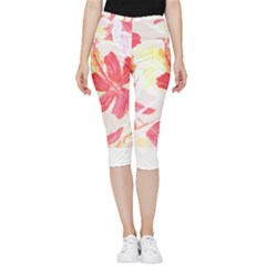 Tropical T- Shirt Tropical Creative Hawaiian T- Shirt Inside Out Lightweight Velour Capri Leggings 