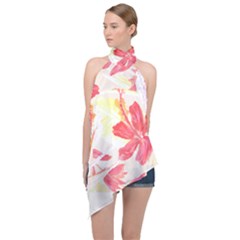 Tropical T- Shirt Tropical Creative Hawaiian T- Shirt Halter Asymmetric Satin Top