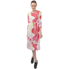 Tropical T- Shirt Tropical Creative Hawaiian T- Shirt Ruffle End Midi Chiffon Dress