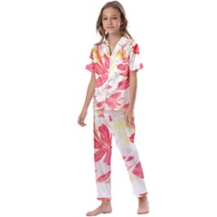 Tropical T- Shirt Tropical Creative Hawaiian T- Shirt Kids  Satin Short Sleeve Pajamas Set