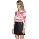 Tropical T- Shirt Tropical Creative Hawaiian T- Shirt Long Sleeve Tie Back Satin Wrap Top View2