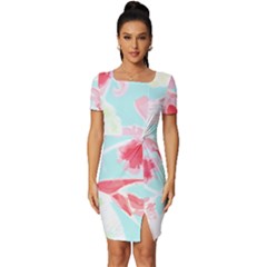 Tropical T- Shirt Tropical Fascinating Unfold T- Shirt Fitted Knot Split End Bodycon Dress