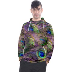 Green Purple And Blue Peacock Feather Men s Pullover Hoodie