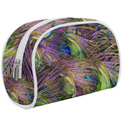 Green Purple And Blue Peacock Feather Make Up Case (large) by Jancukart