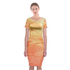 Orange Leaves Colorful Transparent Texture Of Natural Background Classic Short Sleeve Midi Dress by Jancukart