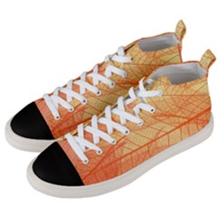 Orange Leaves Colorful Transparent Texture Of Natural Background Men s Mid-top Canvas Sneakers