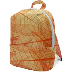 Orange Leaves Colorful Transparent Texture Of Natural Background Zip Up Backpack