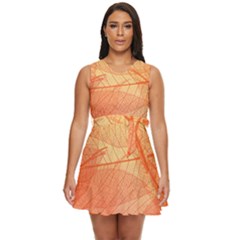 Orange Leaves Colorful Transparent Texture Of Natural Background Waist Tie Tier Mini Chiffon Dress by Jancukart