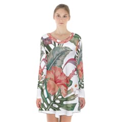 Tropical T- Shirt Tropical Fashion Florealense T- Shirt Long Sleeve Velvet V-neck Dress