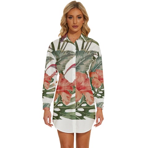 Tropical T- Shirt Tropical Fashion Florealense T- Shirt Womens Long Sleeve Shirt Dress by maxcute